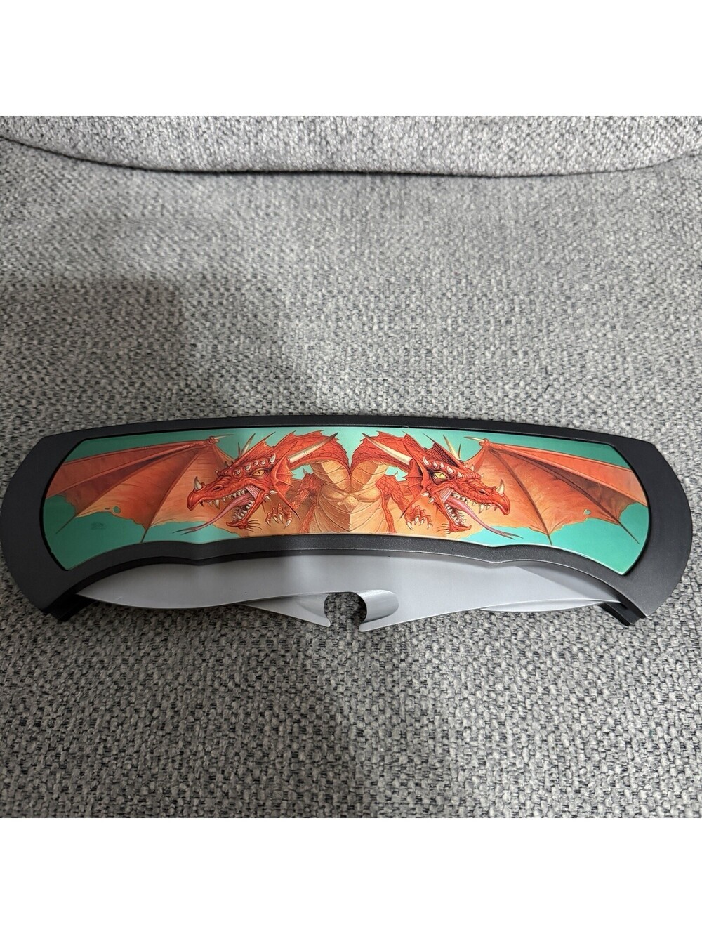 Vintage 2004 Twin Blade Folding Knife Dragon Fantasy Art 16" - Picture 5 of 9